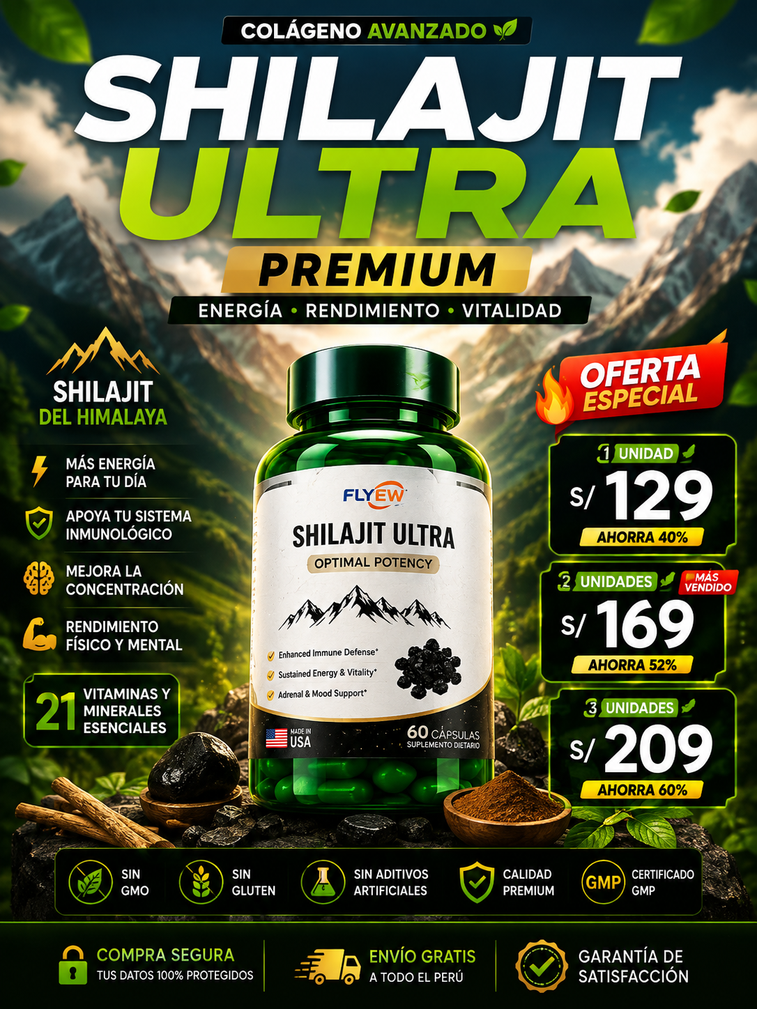 Shilajit Ultra Premium | 60 Capsulas